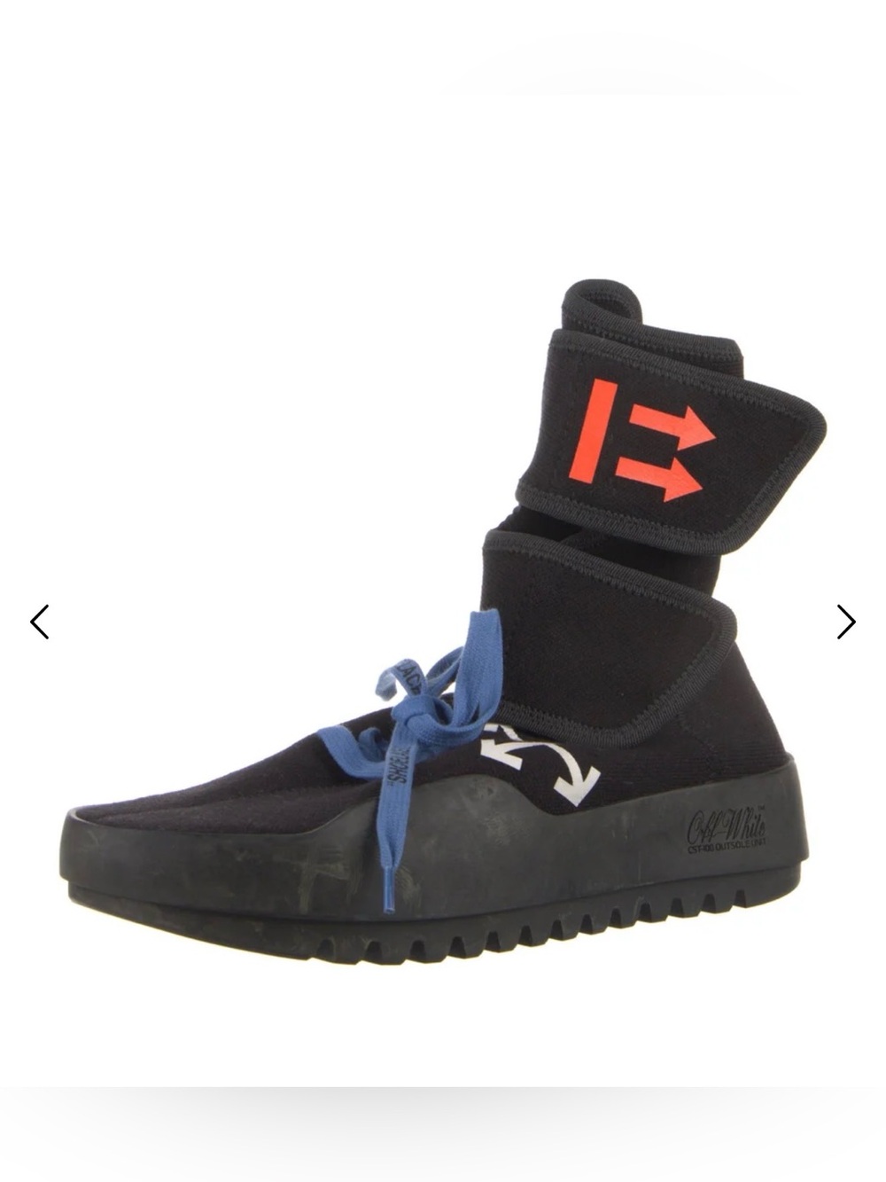 Off-White Black High-Top Neoprene Graphic Print Sneaker Boot with Orang Logo